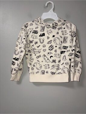 Wonder Nation Cream Doodle Scribble Graphic Pullover Hoodie Girls XS
